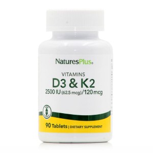 Nature's Plus Vitamins D3 & K2 Βιταμίνη για το Ανοσοποιητικό 2500iu 90 ταμπλέτες