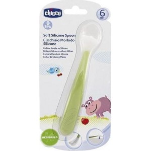 Chicco Κουτάλι Σιλικόνης Soft 6m+ Πράσινο, 1 τμχ