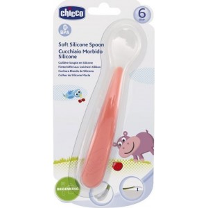 Chicco Κουτάλι Σιλικόνης Soft 6m+ Κοραλί, 1 τμχ