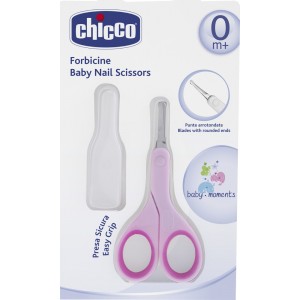 Chicco Baby Nail Scissors Ψαλιδάκι Ασφαλείας με Θήκη Ροζ 1 Τεμάχιο