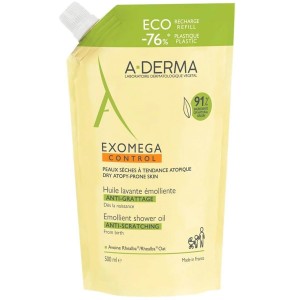 A-Derma Exomega Control Emolient Shower Oil Refill Μαλακτικό Λάδι Καθαρισμού για Ατοπικό Δέρμα (Ανταλλακτικό), 500ml