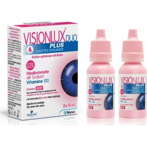 Novax VisionLux Plus Eye Drops Duo Οφθαλμικό Λιπαντικό Διάλυμα 0,3% Υαλουρονικό Νάτριο και Βιταμίνη Β12 2x10ml