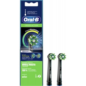 Oral-B Cross Action Black Edition Clean Maximiser Μαύρες Ανταλλακτικές Κεφαλές για Ηλεκτρικές Οδοντόβουρτσες, 2τμχ