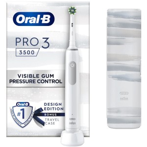 Oral-B Pro 3 3500 Ηλεκτρική Οδοντόβουρτσα με Αισθητήρα Πίεσης και Θήκη Ταξιδίου White Edition 1τμχ.