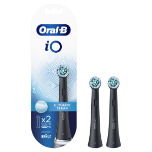 Oral-B iO Ultimate Clean Black Ανταλλακτικές Κεφαλές Ηλεκτρικής Οδοντόβουρτσας για Αποτελεσματικό Καθαρισμό, Μαύρο Χρώμα, 2τεμ