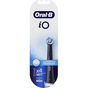 Oral-B iO Ultimate Clean Black Ανταλλακτικές Κεφαλές Ηλεκτρικής Οδοντόβουρτσας για Αποτελεσματικό Καθαρισμό, Μαύρο Χρώμα, 4τεμ