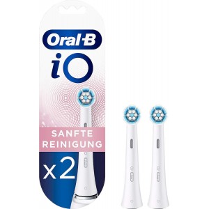 Oral-B iO Gentle Care White Ανταλλακτικές Κεφαλές Ηλεκτρικής Οδοντόβουρτσας για Ευαίσθητα Δόντια & Ούλα, Λευκό Χρώμα, 2τεμ