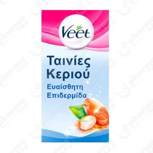 Veet Easy Gelwax Αποτριχωτικές Ταινίες Ποδιών Κρύο Κερί Ευαίσθητες για Επιδερμίδες 20 Ταινίες