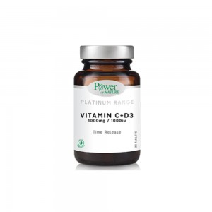 Power Of Nature Platinum Range Vitamin C+D3 Βιταμίνη για Ενέργεια & Ανοσοποιητικό 1000iu 1000mg 30 ταμπλέτες