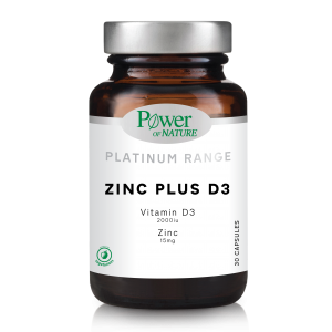 Power Of Nature Platinum Range Zinc Plus D3 15mg/2000iu 30 κάψουλες