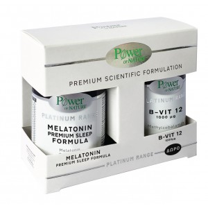 Power Of Nature Platinum Range Melatonin Premium Sleep Formula 30 κάψουλες Συμπλήρωμα για τον Ύπνο & B-Vit 12 1000μg 20 ταμπλέτες