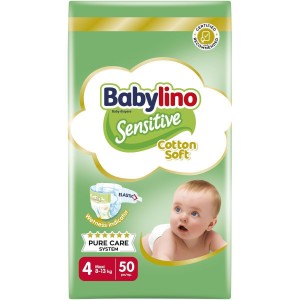 Babylino Sensitive Cotton Soft Πάνες με Αυτοκόλλητο No. 4 για 8-13kg 50τμχ