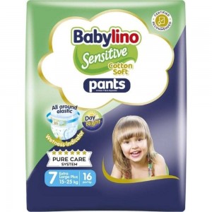 Babylino Sensitive Cotton Soft Pants Πάνες Βρακάκι No. 7 για 15-25kg 16τμχ