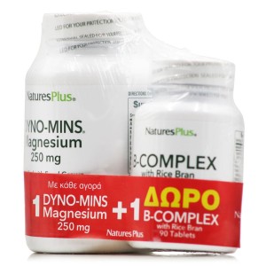 Nature's Plus Dyno-Mins Magnesium 250mg 90 ταμπλέτες & B-Complex with Rice Bran 90 ταμπλέτες