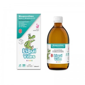 Vican Liqui Vites Kids Μουρουνέλαιο, Ωμέγα 3 & Vitamins A-D-E Συμπλήρωμα για την Ενίσχυση του Ανοσοποιητικού 250ml Bubble Gum