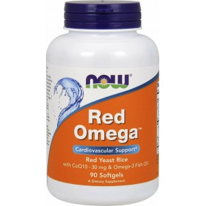 Now Foods Red Omega Red Yeast Rice with CoQ10 30mg & Omega 3 Fish Oil Ιχθυέλαιο 90 μαλακές κάψουλες