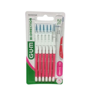 Gum Bi-Direction Μεσοδόντια Βουρτσάκια με Λαβή 1.2mm Ροζ 6τμχ