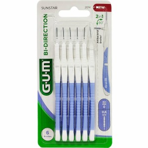 Gum Bi-Direction Μεσοδόντια Βουρτσάκια με Λαβή 0.6mm σε χρώμα Μωβ 6τμχ