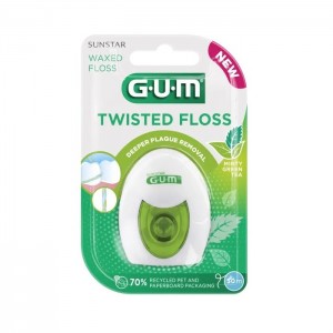 GUM Twisted Floss 3500 Κερωμένο Οδοντικό Νήμα με Γεύση Minty Green Tea 30m