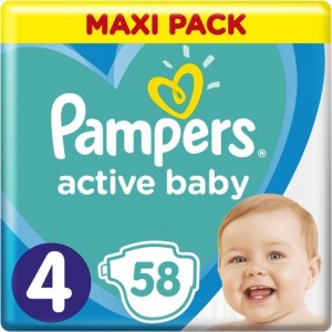 Pampers - Active Baby Dry No4 (8-14kg) 58 τμχ