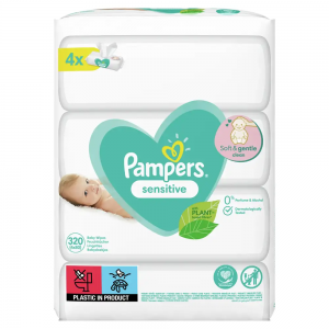 Pampers Πακέτο Προσφοράς Sensitive Wipes Μωρομάντηλα Ιδανικά για την Ευαίσθητη Επιδερμίδα 4x80 Wipes