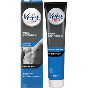 Veet for Men Κρέμα Αποτρίχωσης για Ευαίσθητη Επιδερμίδα για Στήθος & Πλάτη 200ml