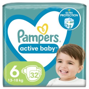 Pampers Active Baby Πάνες με Αυτοκόλλητο No. 6 για 13-18kg 32τμχ