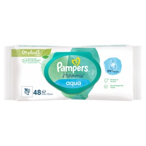 Pampers Harmonie Aqua Wipes Μωρομάντηλα από Βιολογικό Βαμβάκι & 99% Καθαρό Νερό 48 Τεμάχια (1x48 Τεμάχια)