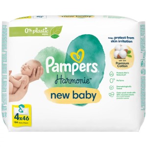 Pampers Harmonie Μωρομάντηλα χωρίς Οινόπνευμα & Άρωμα 4x46τμχ