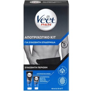 Veet Men Ανδρική Κρέμα Αποτρίχωσης Σώματος με Αλόη Βέρα για Ευαίσθητες Επιδερμίδες 100ml & 50ml